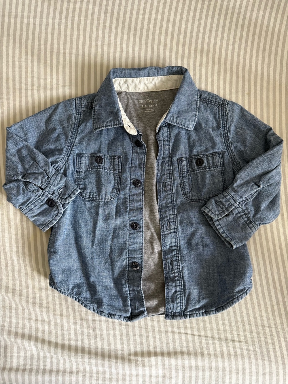 babyGap Baby Blue Chambray Button Down with Lining